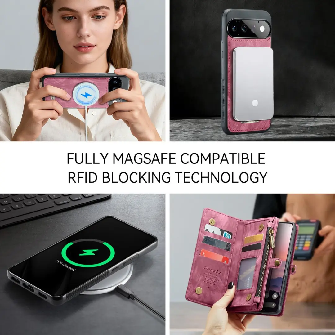 Caseme 008 Book Case & Back Cover - Google Pixel 11/11 Pro - 8 Pasjes - Pink - afbeelding 6 van 6