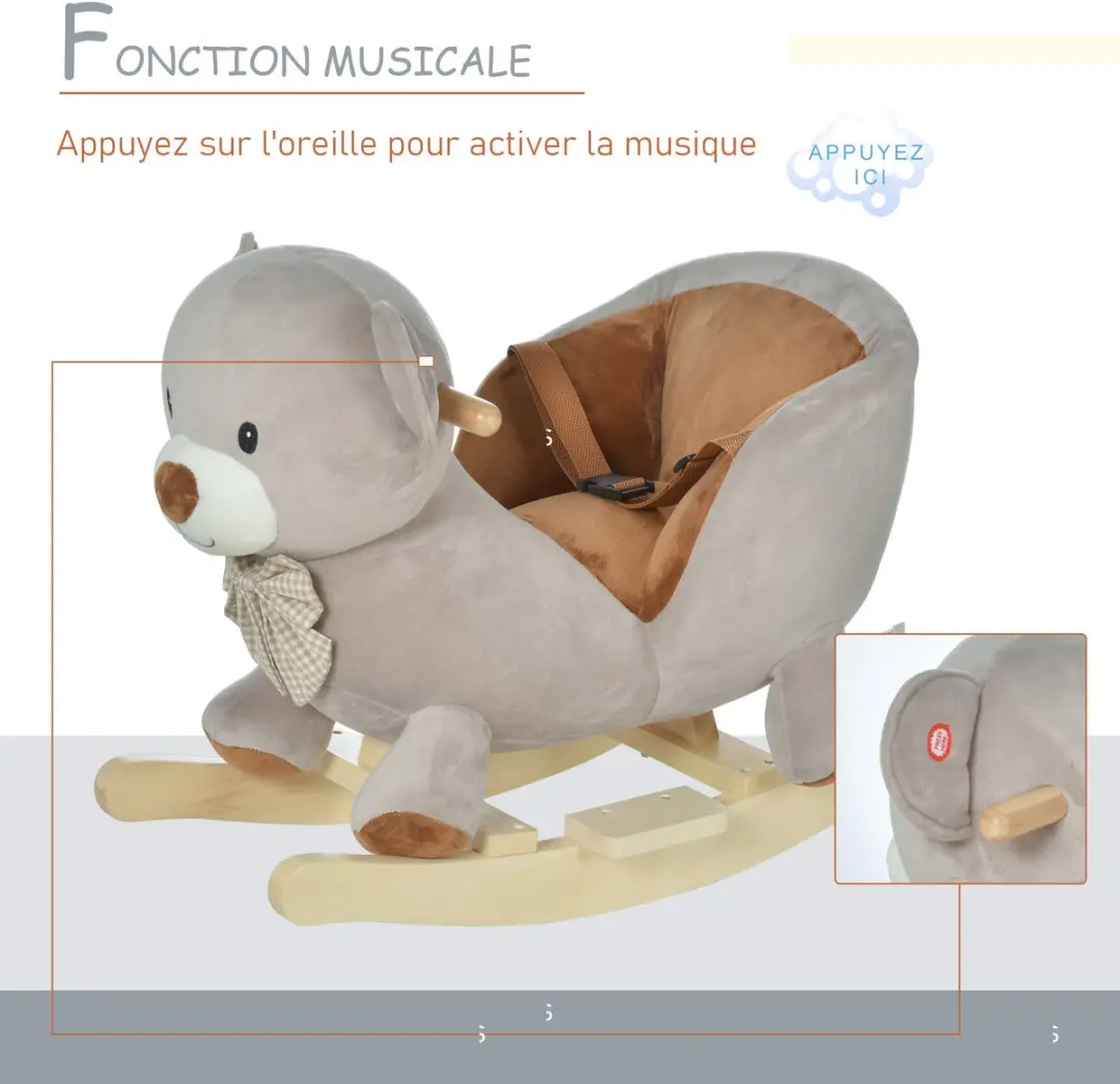 Homcom Knuffel Schommelpaard Grijs