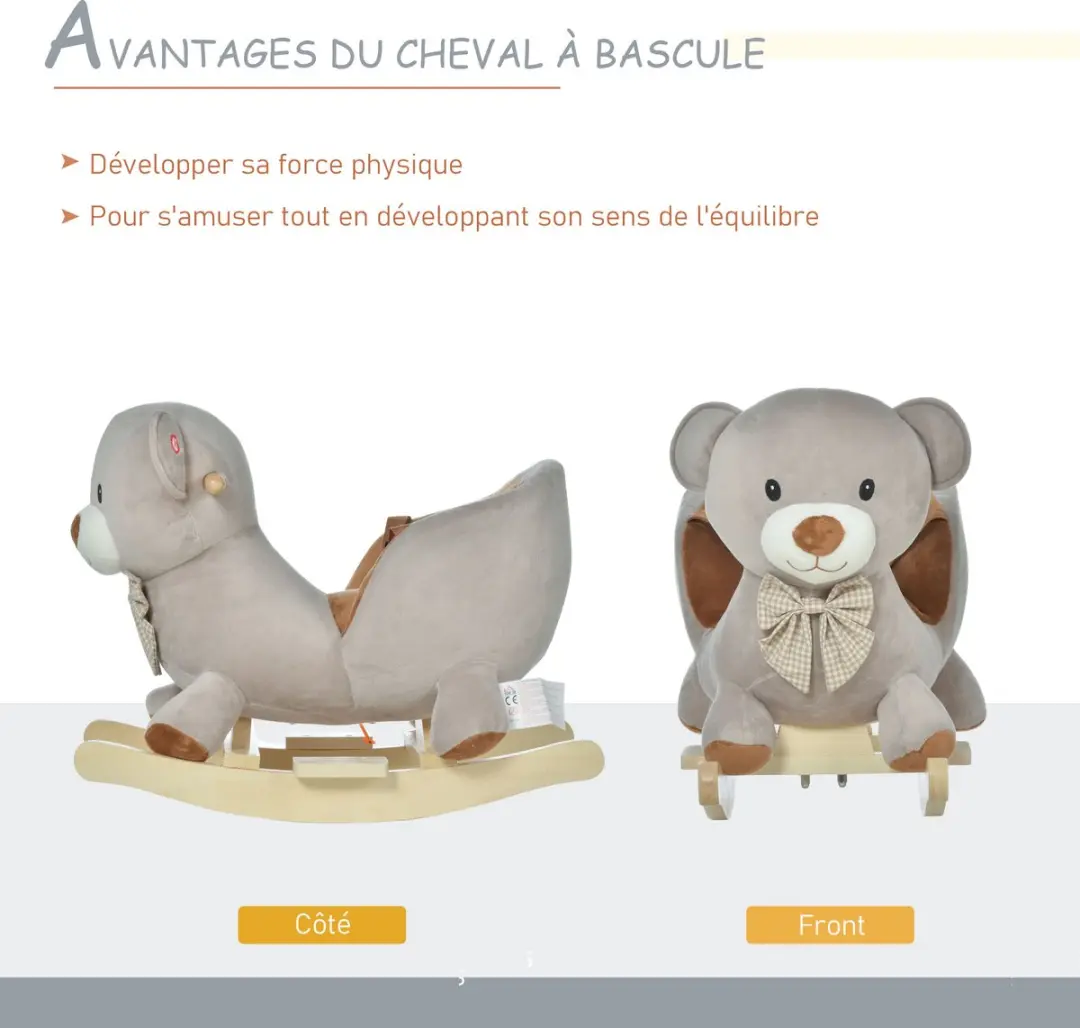 Homcom Knuffel Schommelpaard Grijs