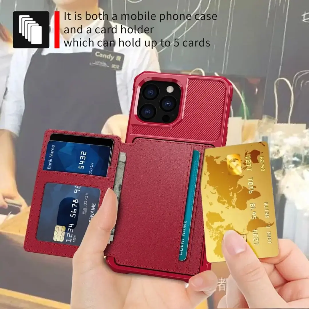 Selected Portemonnee Hoesje iPhone 13 Pro Max - 4 Pasjes - Rood