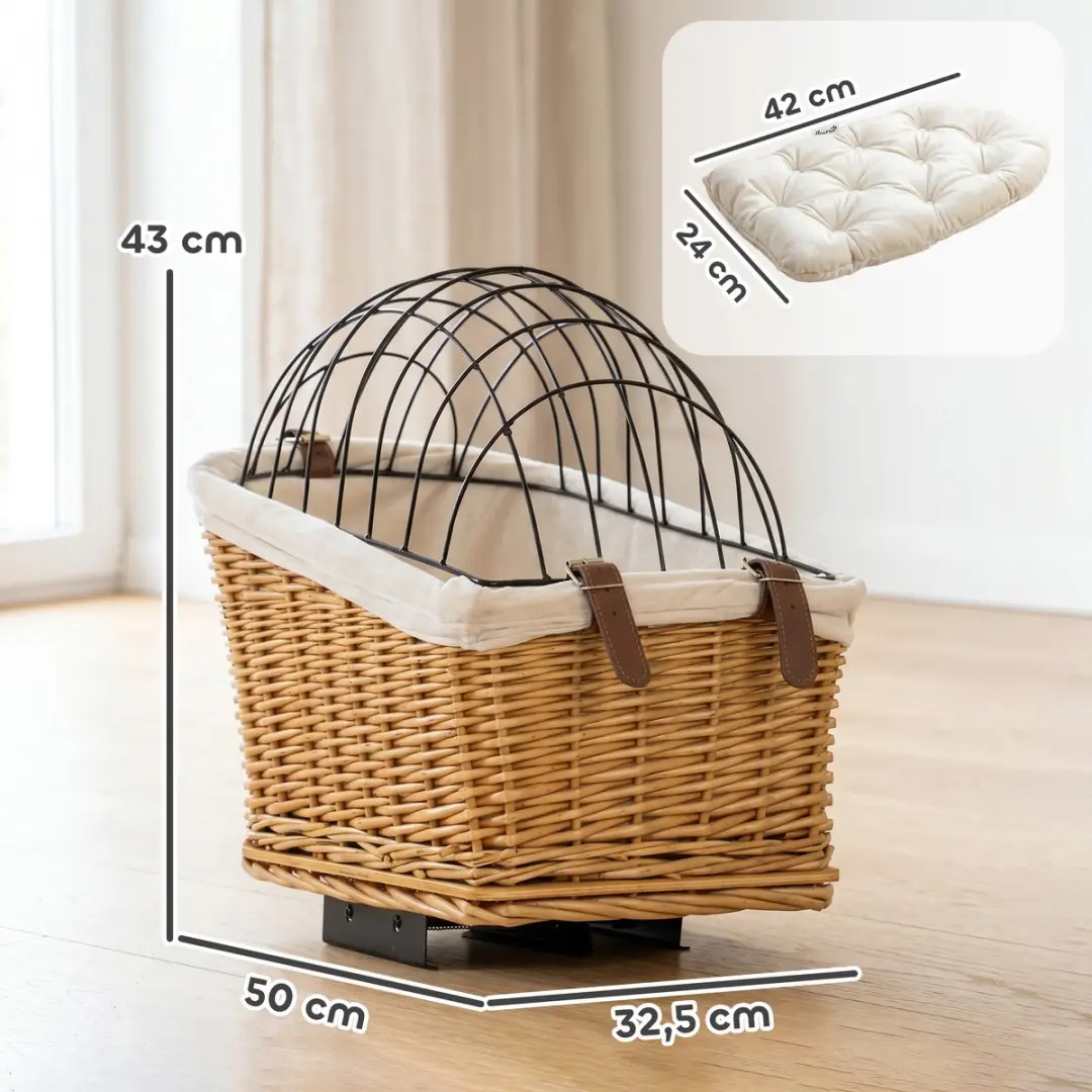 Pawhut Hondenfietsmand - 50L - 32,5x43cm - Bruin