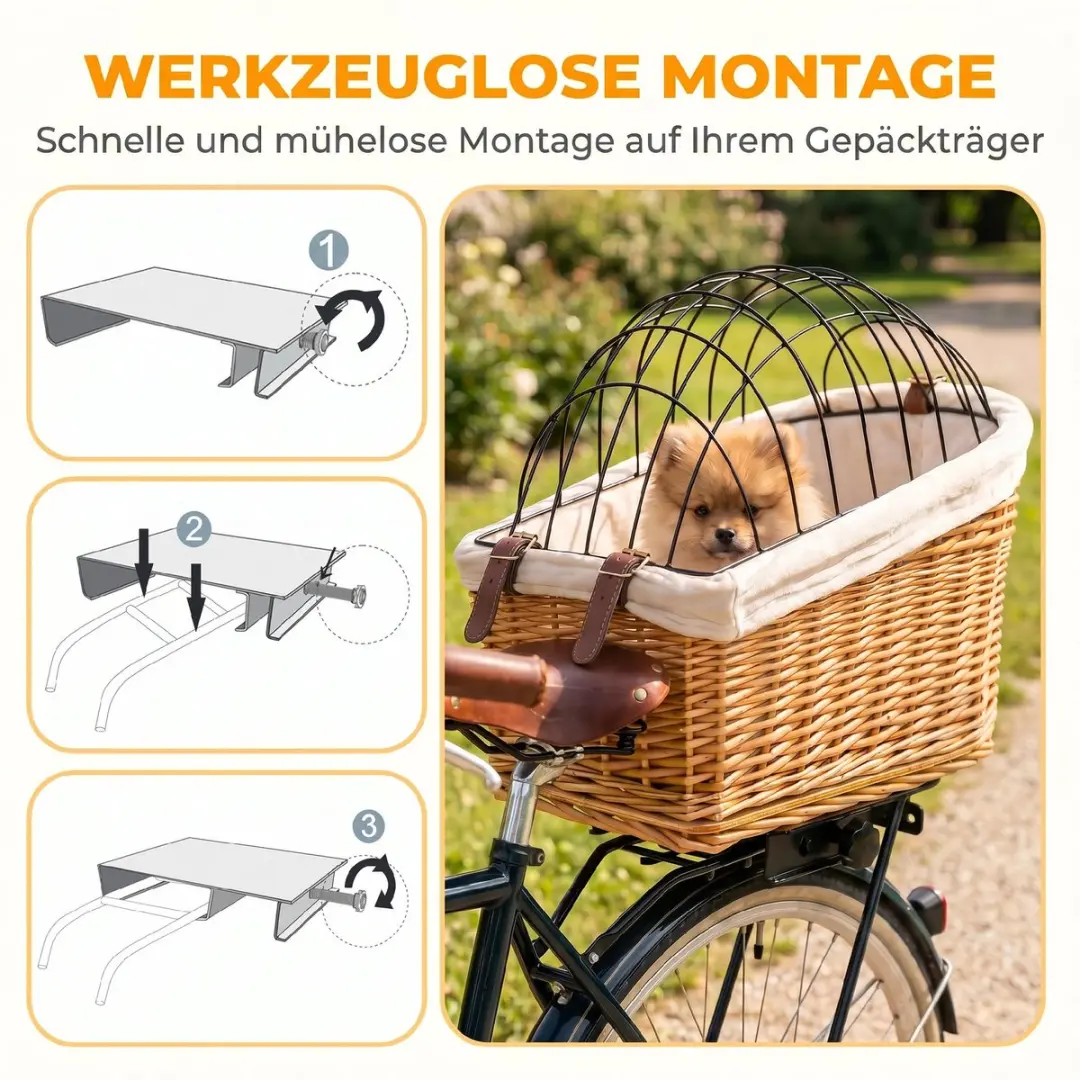 Pawhut Hondenfietsmand - 50L - 32,5x43cm - Bruin