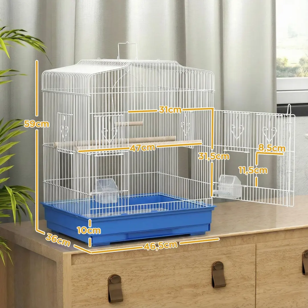 Pawhut Vogelkooi - Hangend - 46,5L x 36B x 59H cm - Blauw - afbeelding 6 van 6