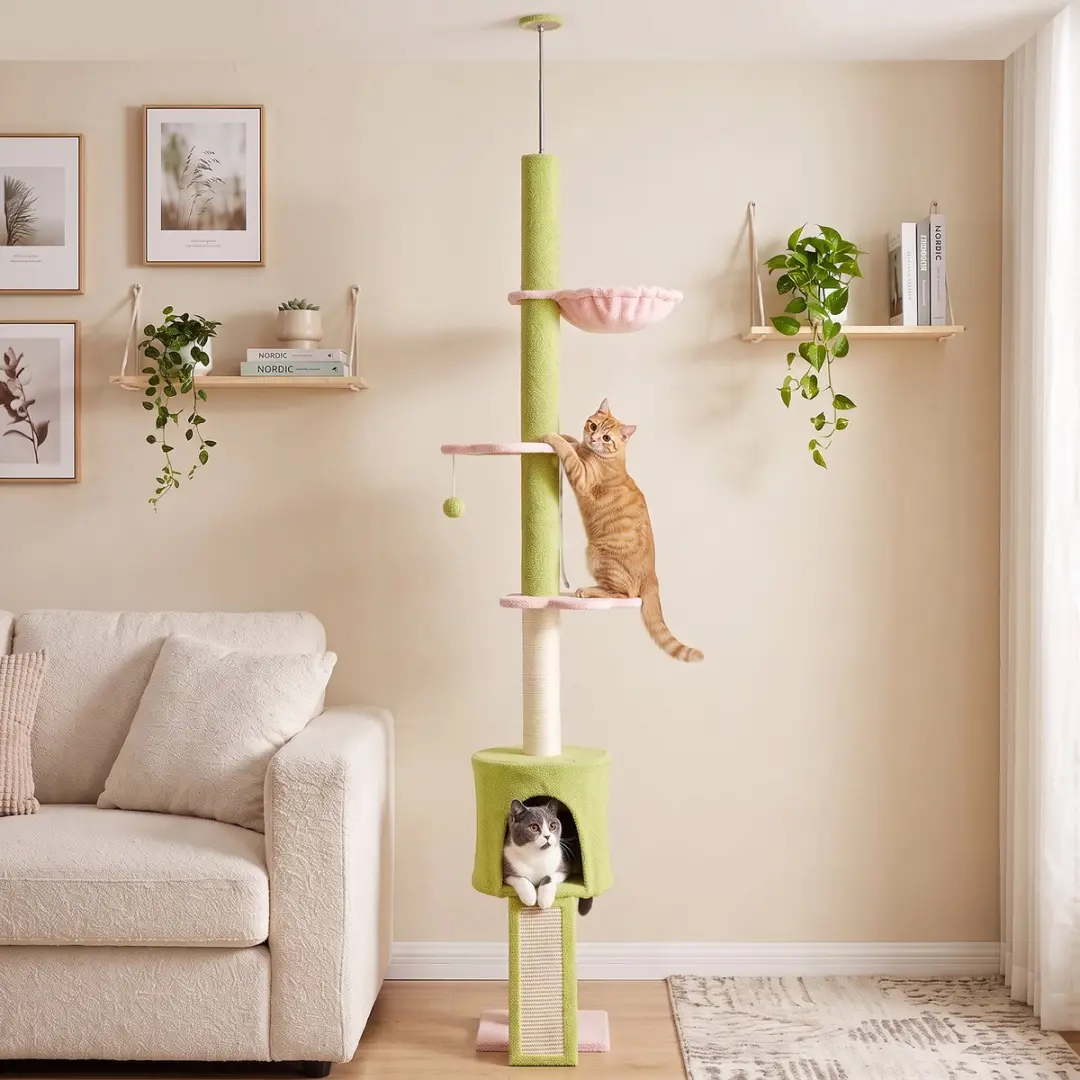 Pawhut Kattenboom - 30L x 25B x 220-240H cm - Groen