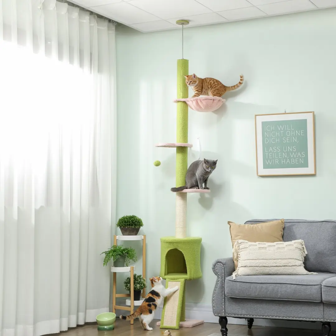 Pawhut Kattenboom - 30L x 25B x 220-240H cm - Groen