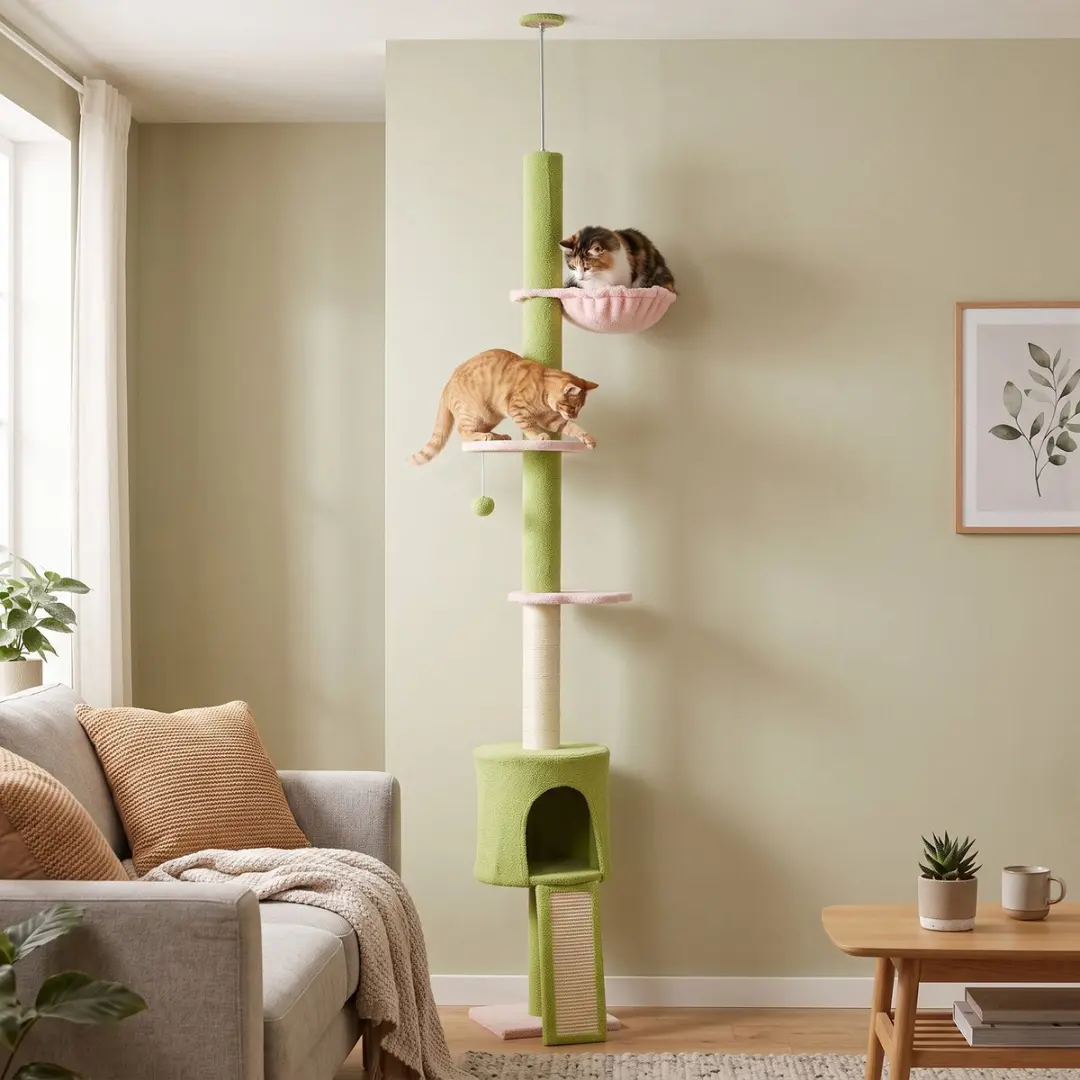 Pawhut Kattenboom - 30L x 25B x 220-240H cm - Groen