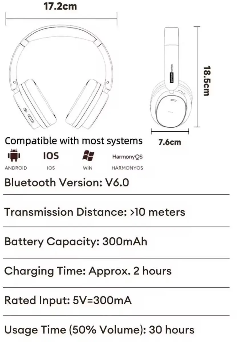 Lenovo LS105 Draadloze Koptelefoon - Bruin