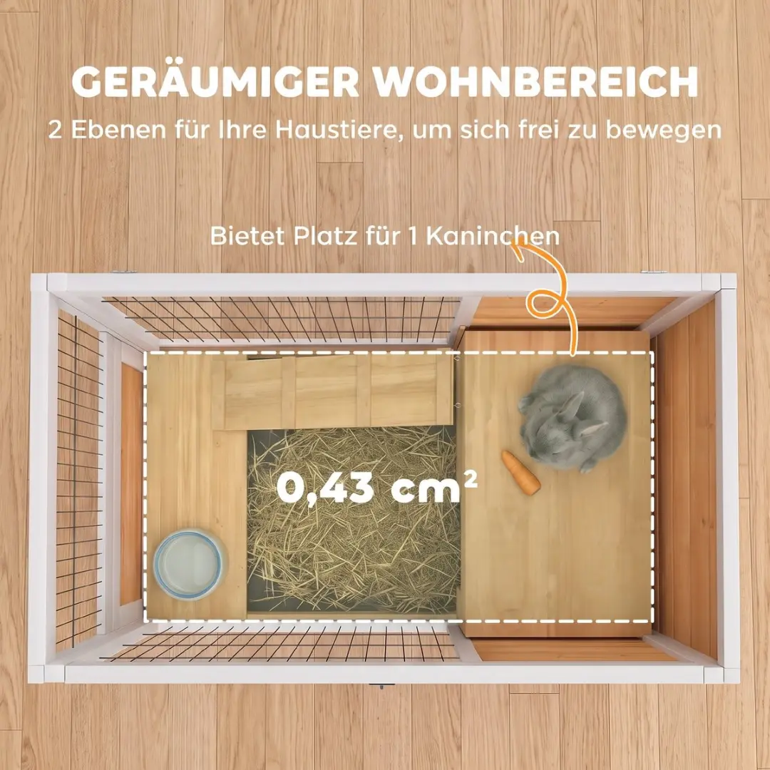 Pawhut Konijnenhok Tannenholz - 90x53x59cm - Geel