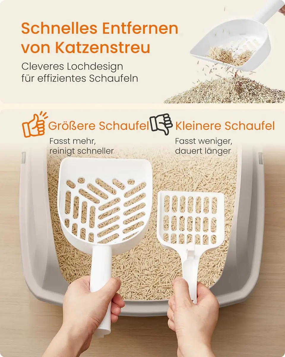 Songmics Kattenbak Open Model - Beige/Cappuccino - afbeelding 5 van 6