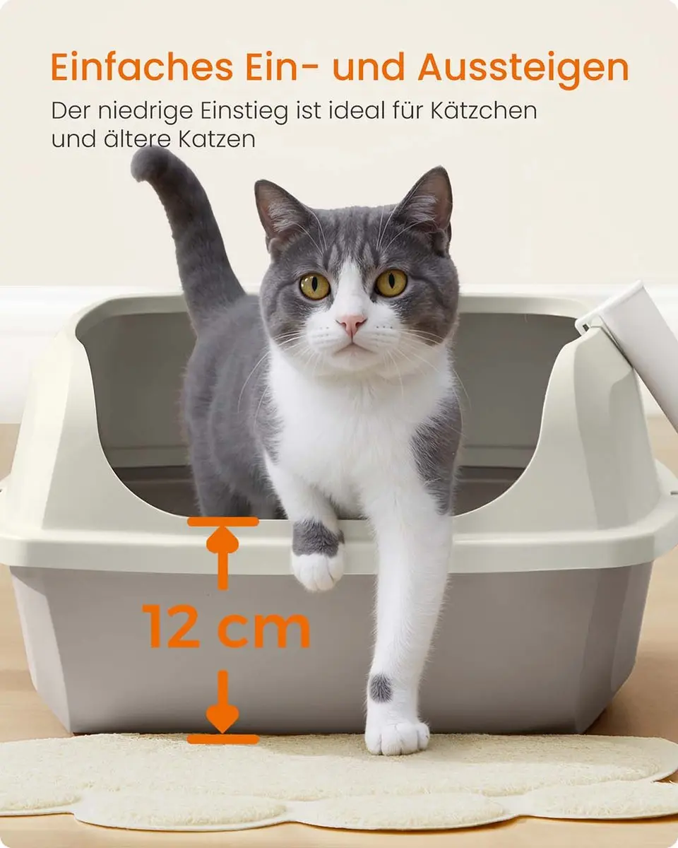 Songmics Kattenbak Open Model - Beige/Cappuccino - afbeelding 6 van 6