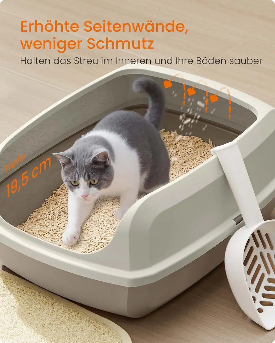 Songmics Kattenbak Open Model - Beige/Cappuccino - afbeelding 3 van 6
