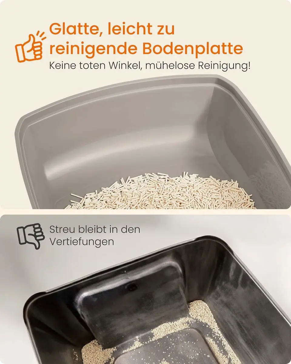 Songmics Kattenbak Open Model - Beige/Cappuccino - afbeelding 4 van 6