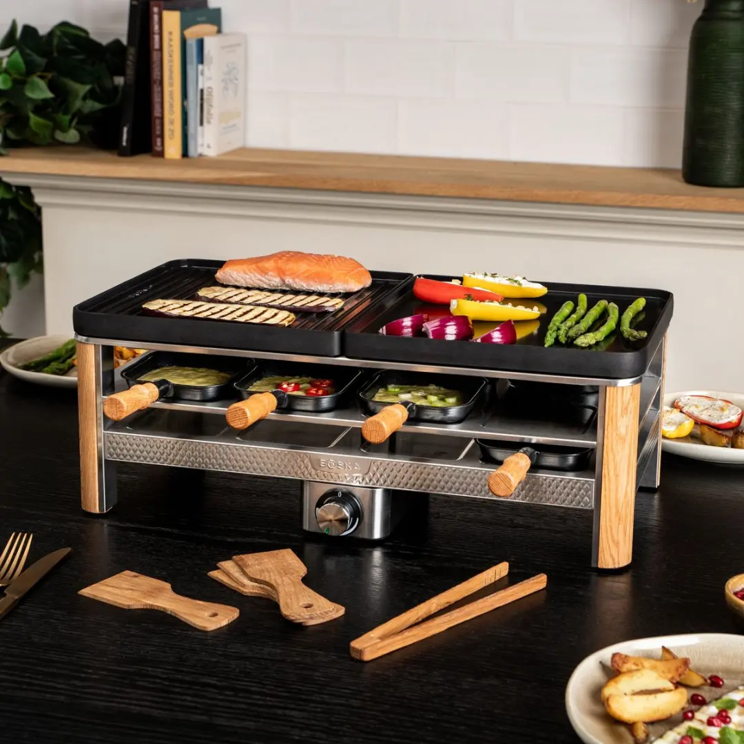 Boska Gourmet Pro Raclette Gourmetstel 8 Personen - 1800W - 2 Omkeerbare Platen