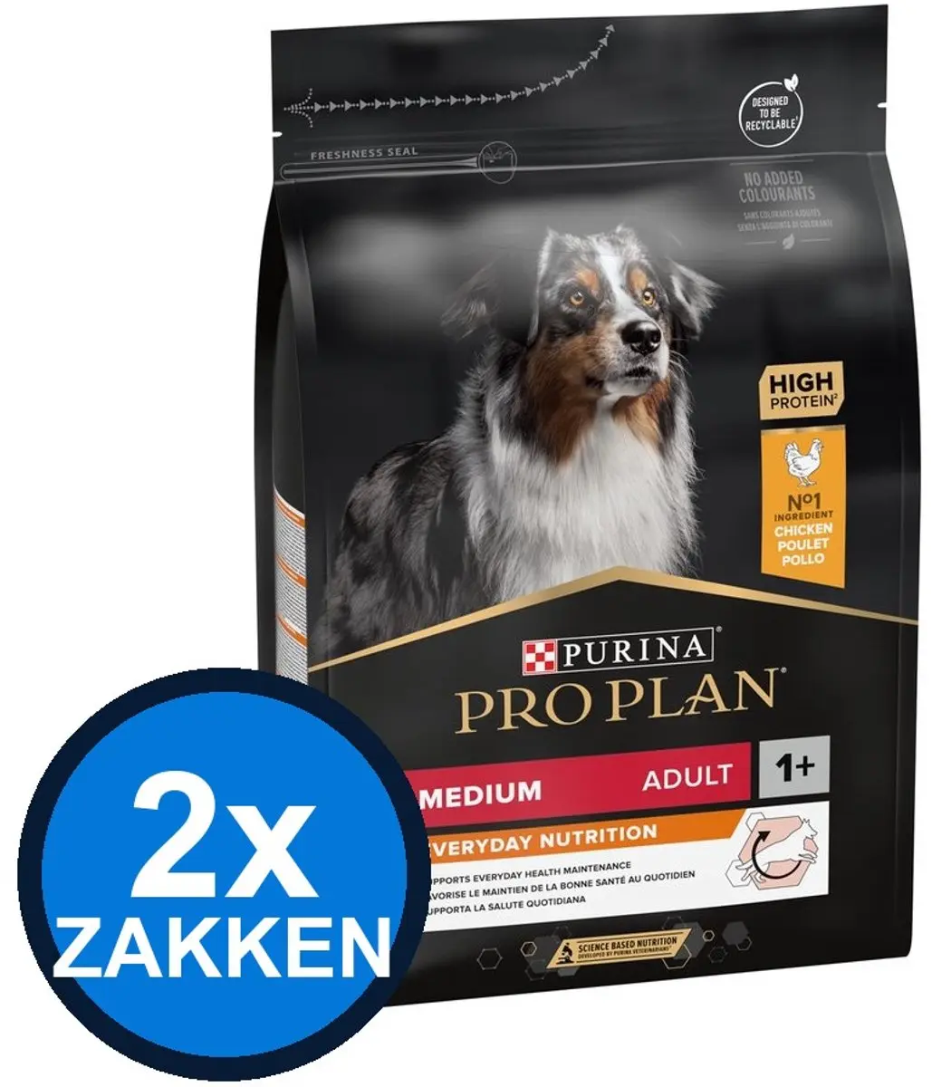 Pro Plan Adult Medium Kip Droogvoer - 2x 3kg