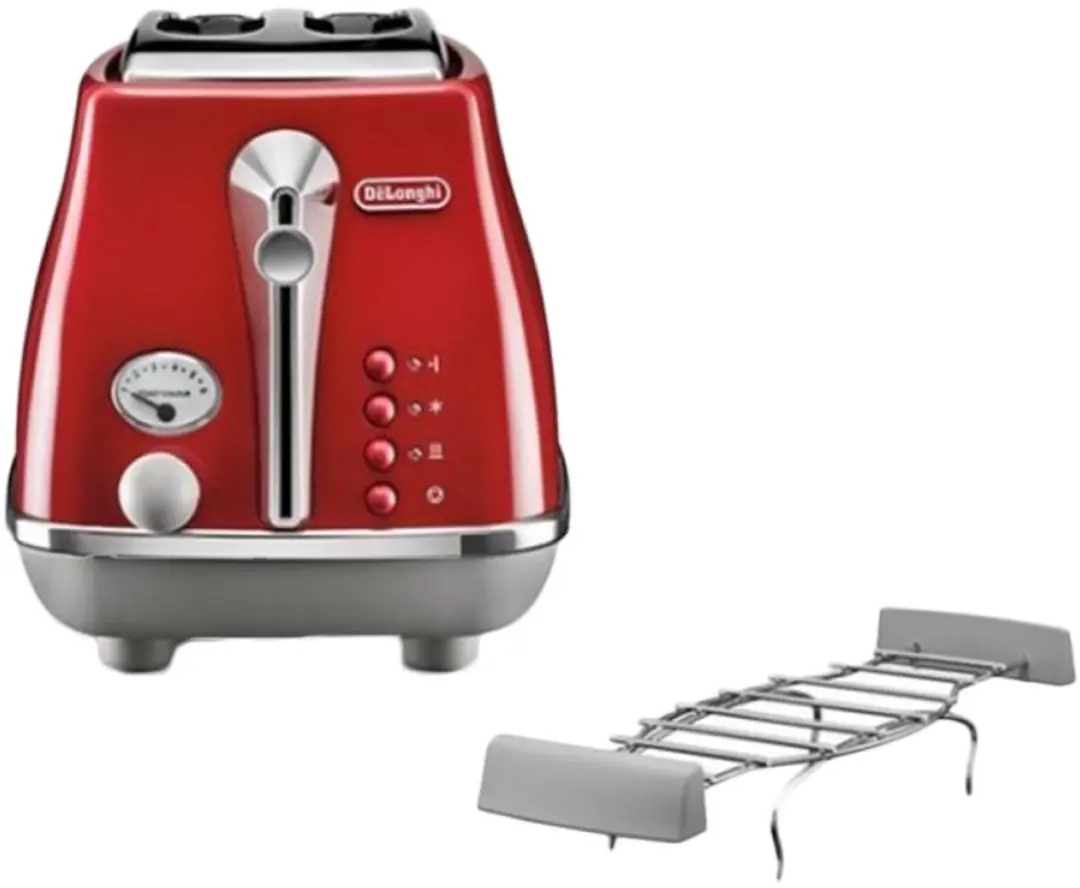 De'Longhi Icona Capitals 6 CTOC 2103.R Broodrooster - 2 Sneden 900W - Rood - afbeelding 5 van 6
