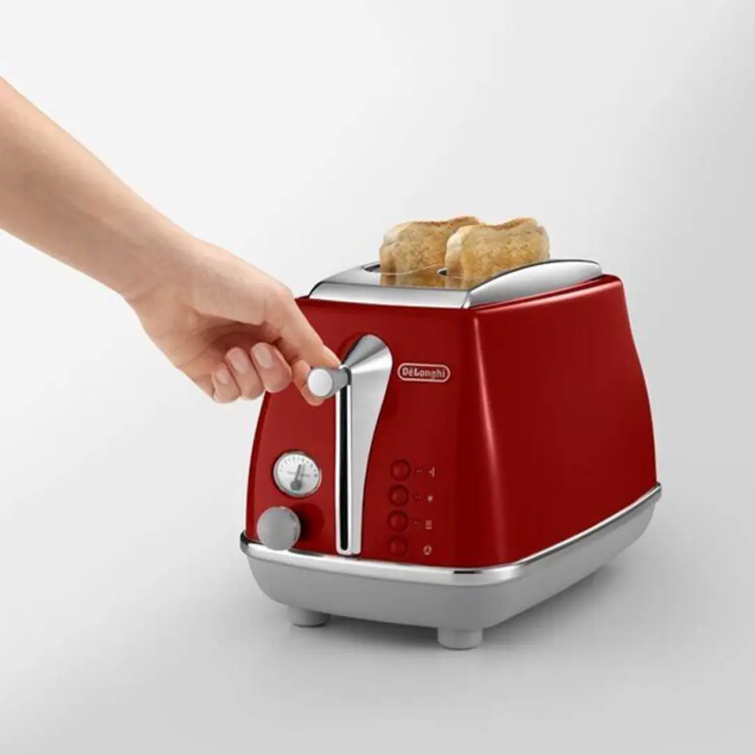 De'Longhi Icona Capitals 6 CTOC 2103.R Broodrooster - 2 Sneden 900W - Rood - afbeelding 6 van 6