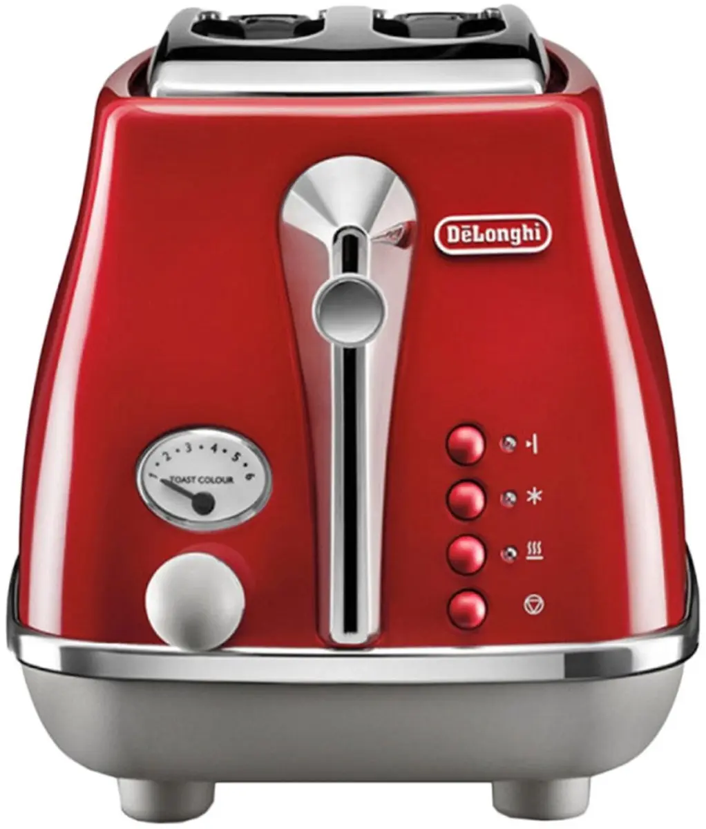 De'Longhi Icona Capitals 6 CTOC 2103.R Broodrooster - 2 Sneden 900W - Rood - afbeelding 4 van 6