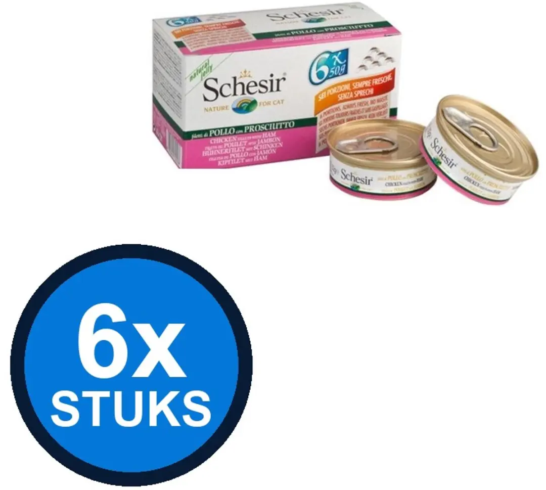 Schesir Kat Natvoer Kipfilet & Ham Multipack