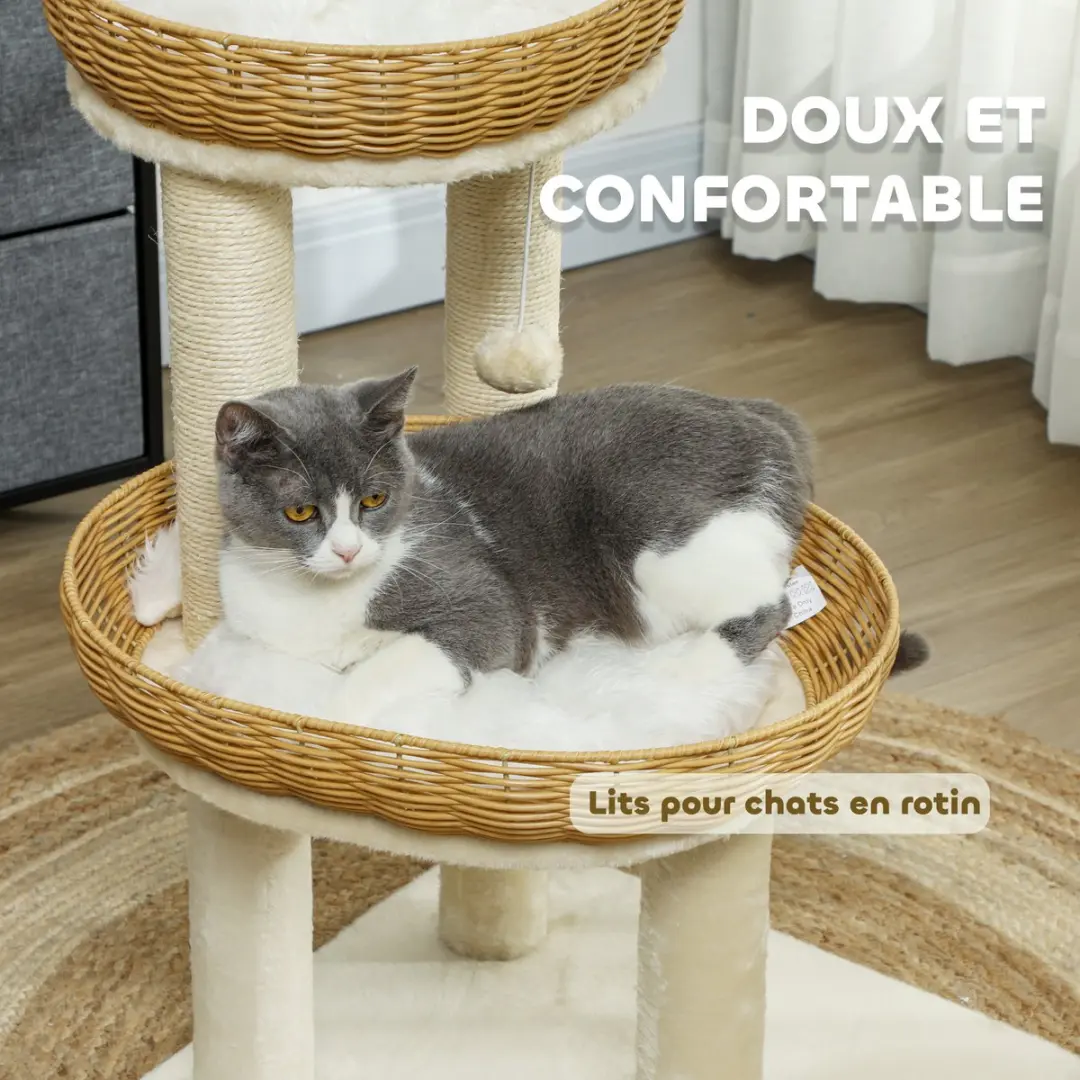 Pawhut Kattenboom Spaanplaat 48x48x75,5cm - Beige