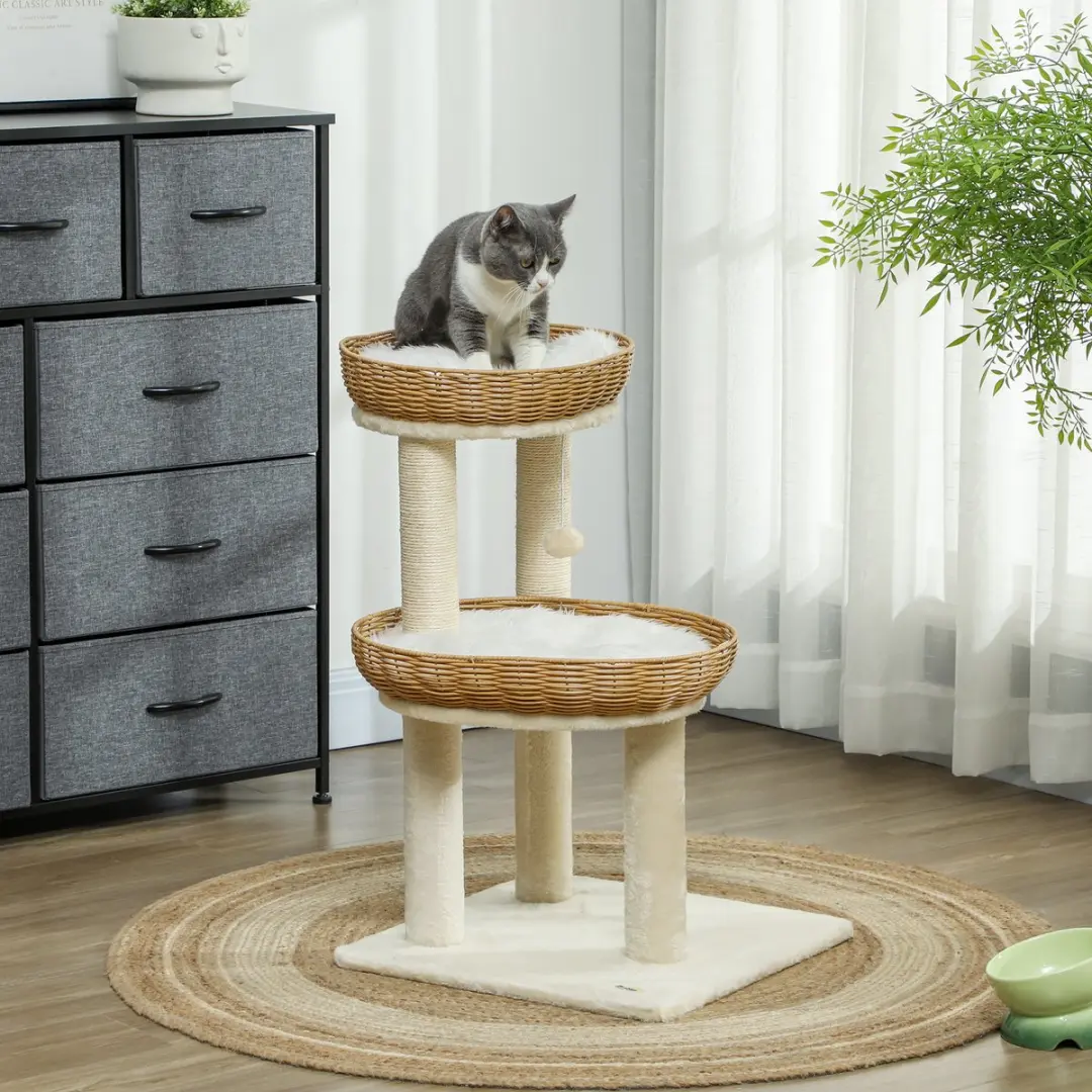 Pawhut Kattenboom Spaanplaat 48x48x75,5cm - Beige