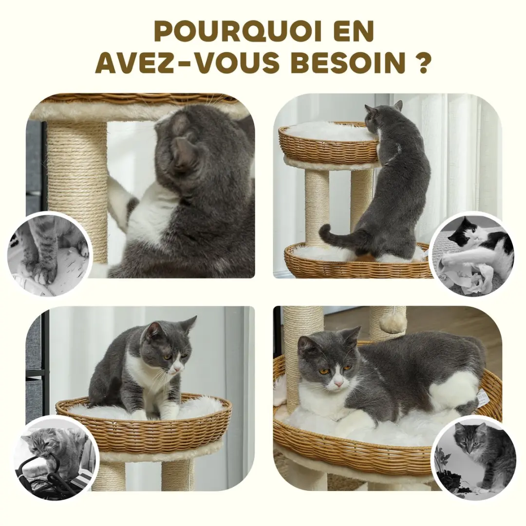 Pawhut Kattenboom Spaanplaat 48x48x75,5cm - Beige