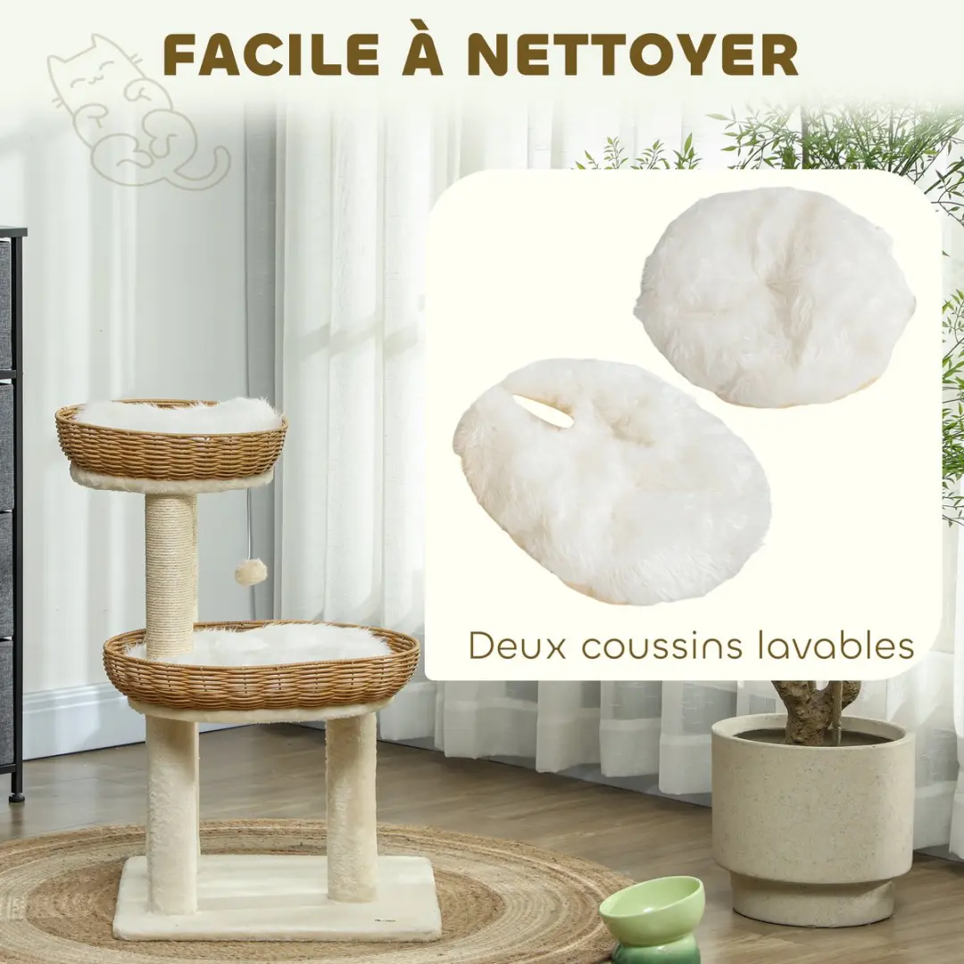 Pawhut Kattenboom Spaanplaat 48x48x75,5cm - Beige