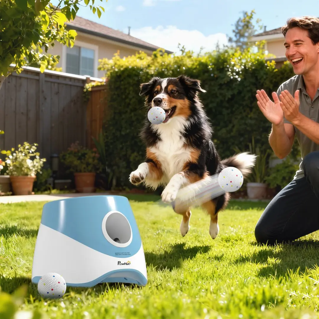 Pawhut Automatische Balwerper - Blauw