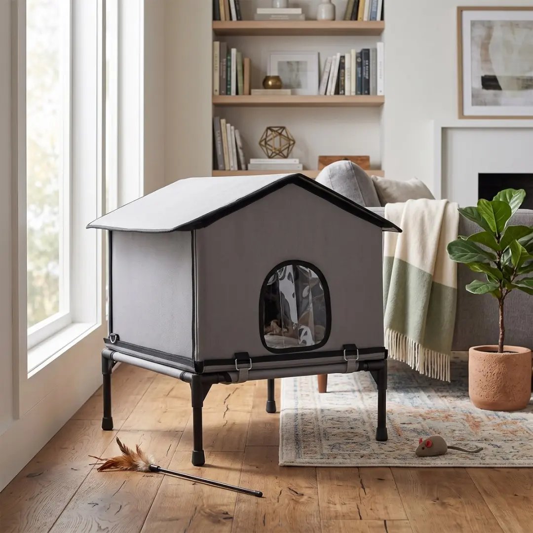 Pawhut Kattenhuis Kunststof - 62x58,5x60cm Grijs