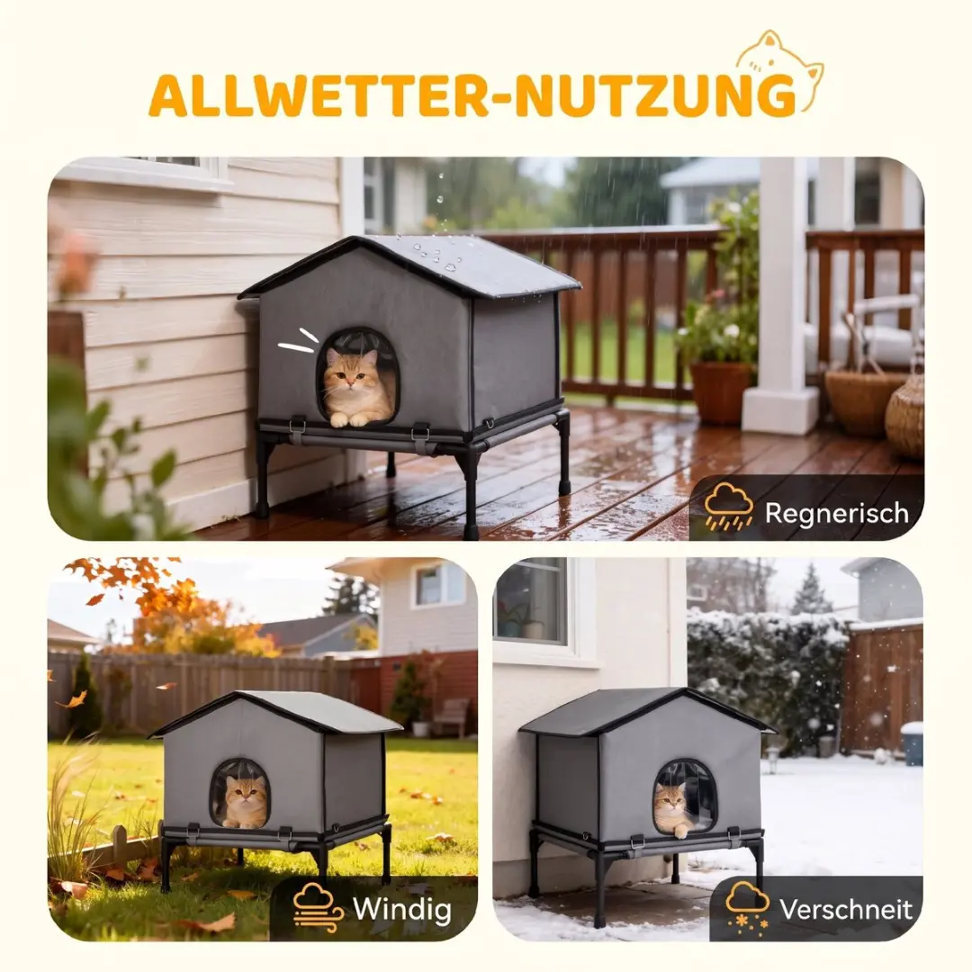 Pawhut Kattenhuis Kunststof - 62x58,5x60cm Grijs