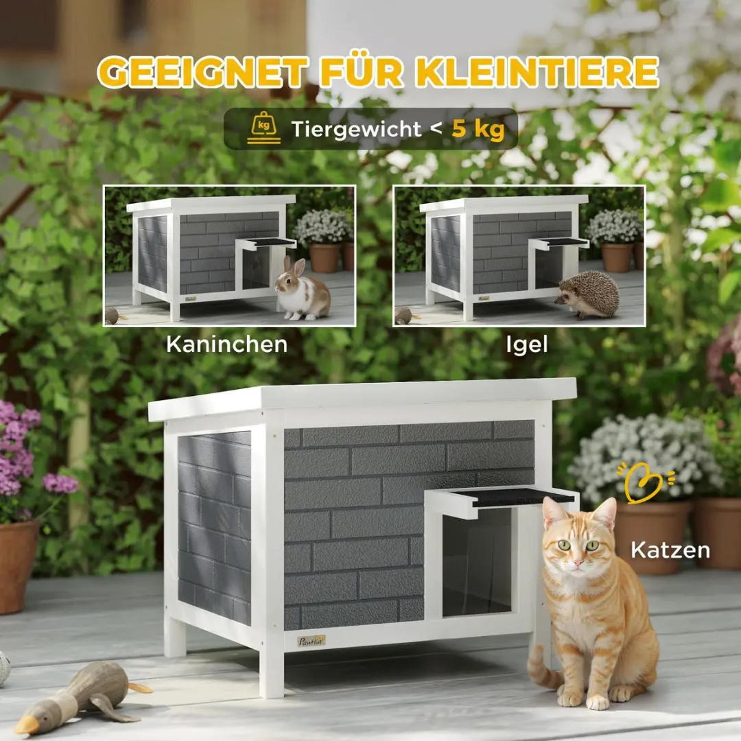 Pawhut Kattenhuis Tannenholz - 61x51x53,5cm - Grijs
