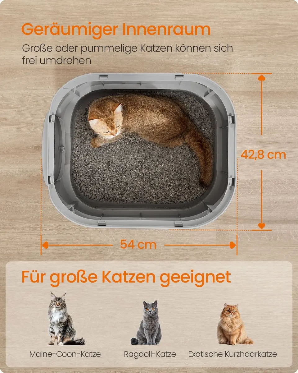 Songmics Kattenbak met deksel 54x42,8x40cm - Duifgrijs/leigrijs