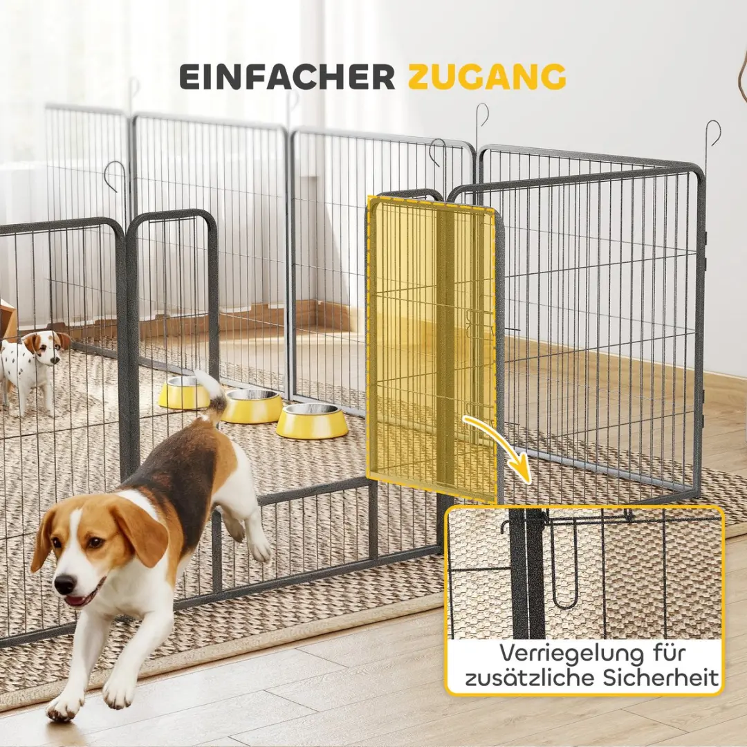 Pawhut Puppyren Staal 320x320x80cm - Grijs