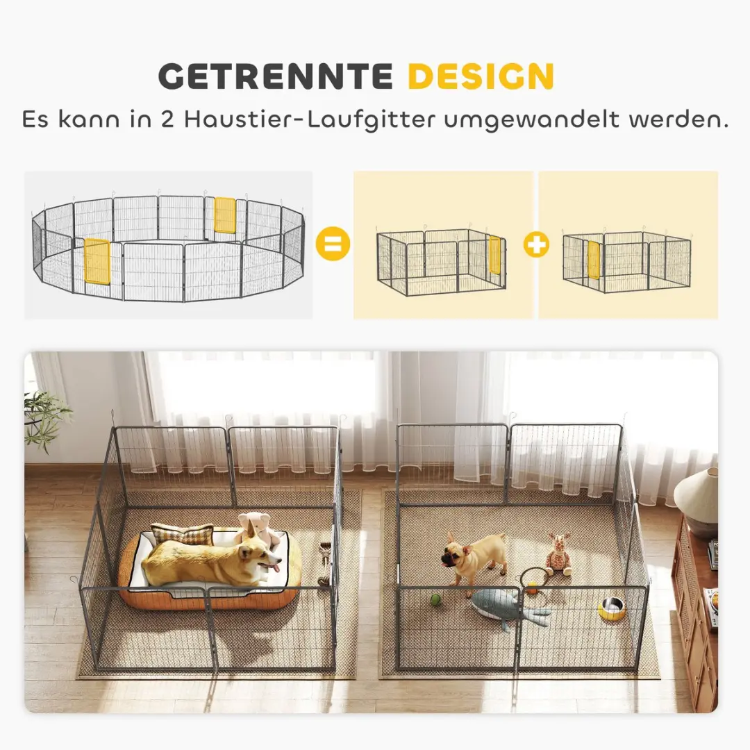 Pawhut Puppyren Staal 320x320x80cm - Grijs