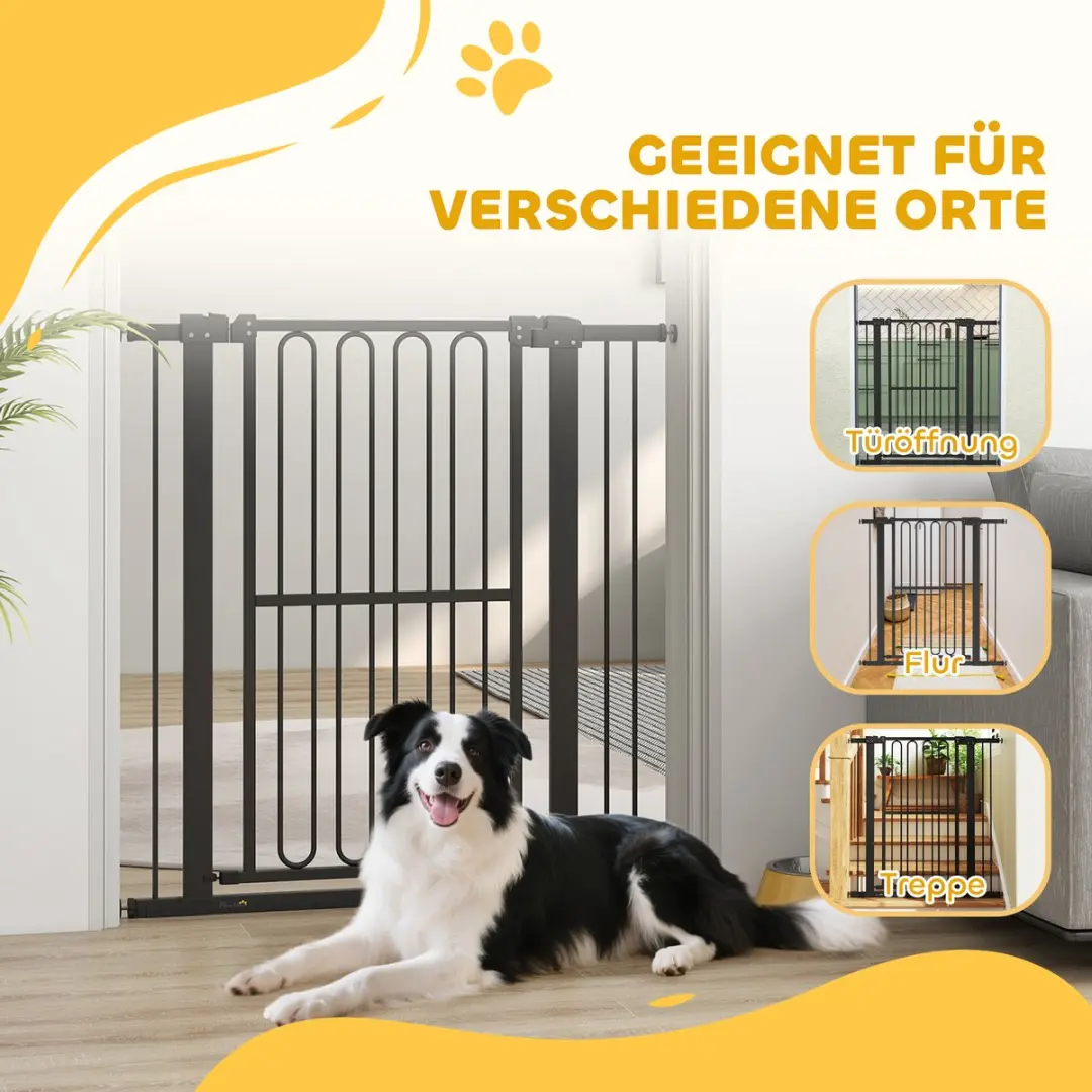 Pawhut Huisdierenhek Staal/Zwart 76-104x104cm