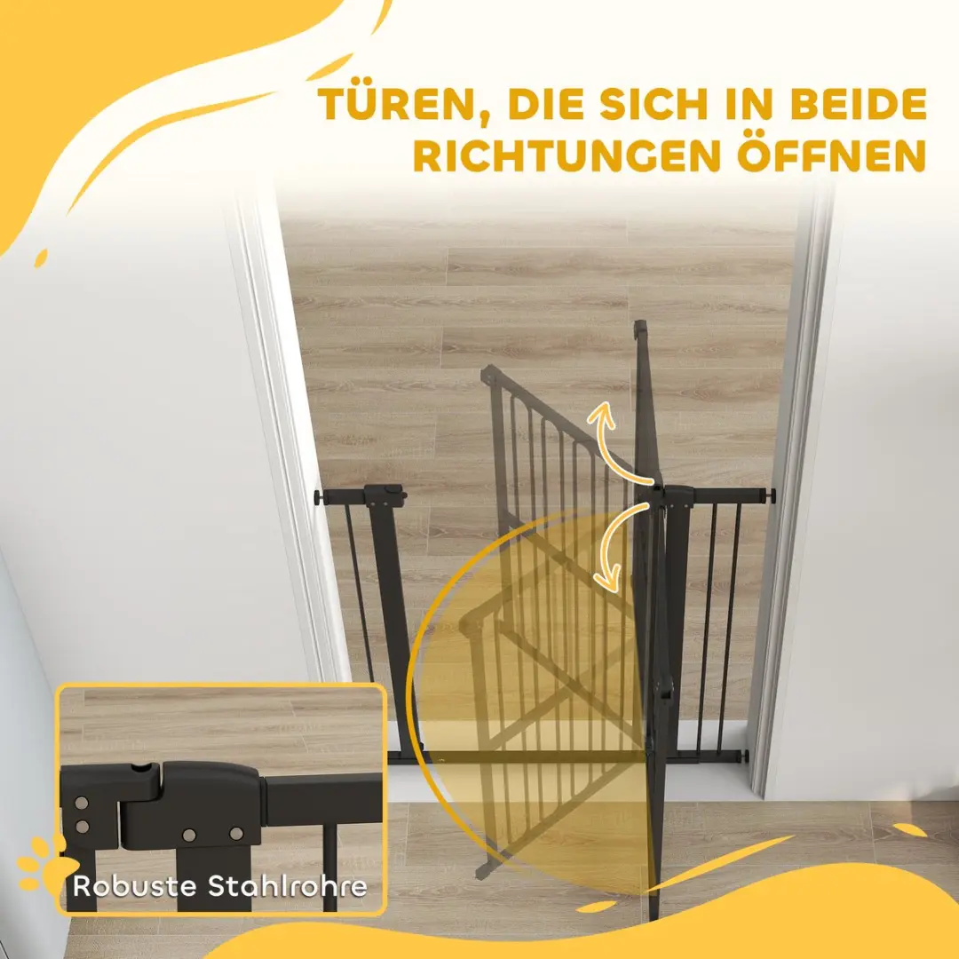 Pawhut Huisdierenhek Staal/Zwart 76-104x104cm