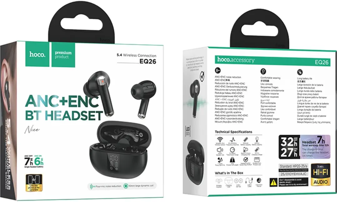 Hoco EQ26 Noise Cancelling Oordopjes - Zwart - afbeelding 4 van 4