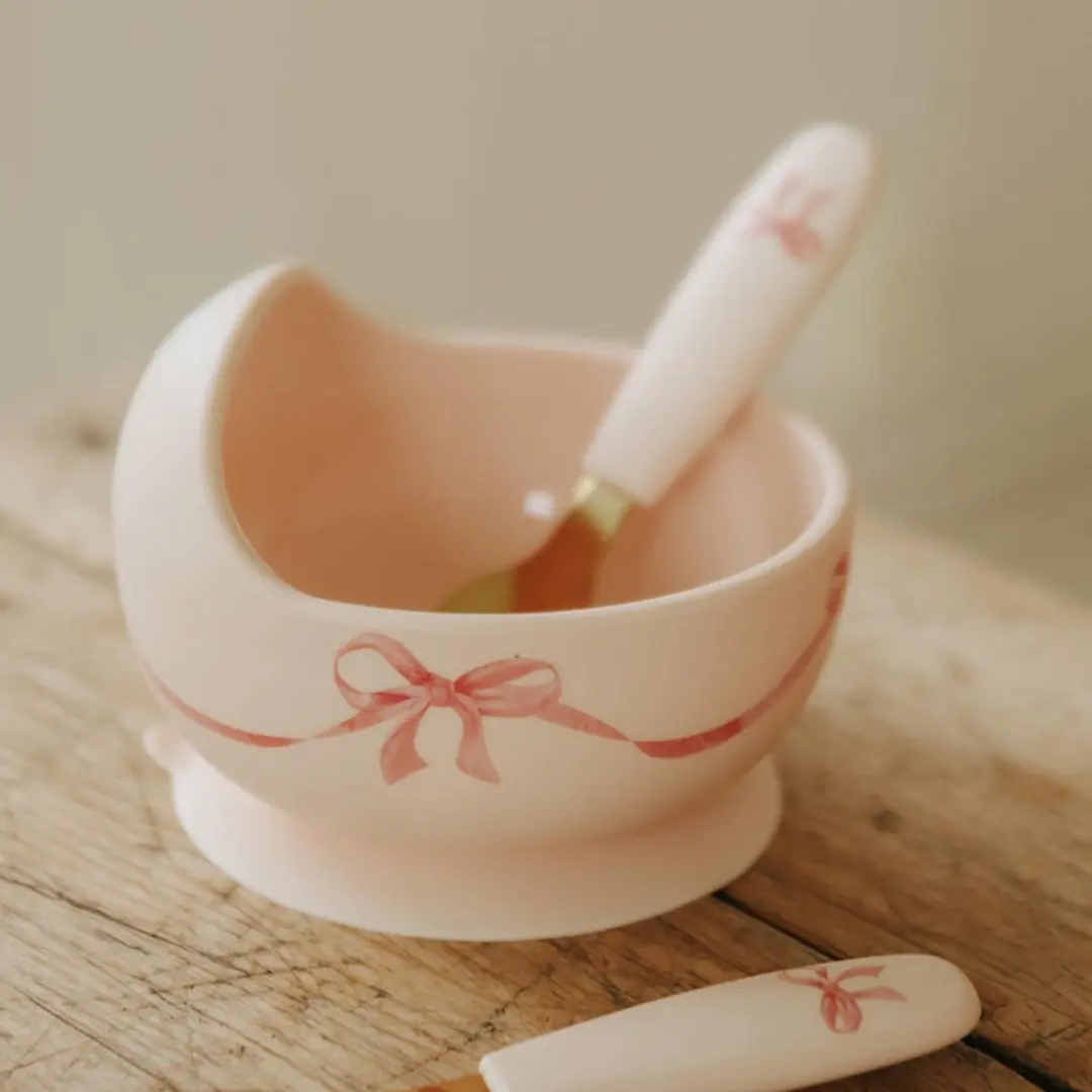 Elodie Rosy Bow Baby Eetservies - Kom + Lepel - 2 Stuks