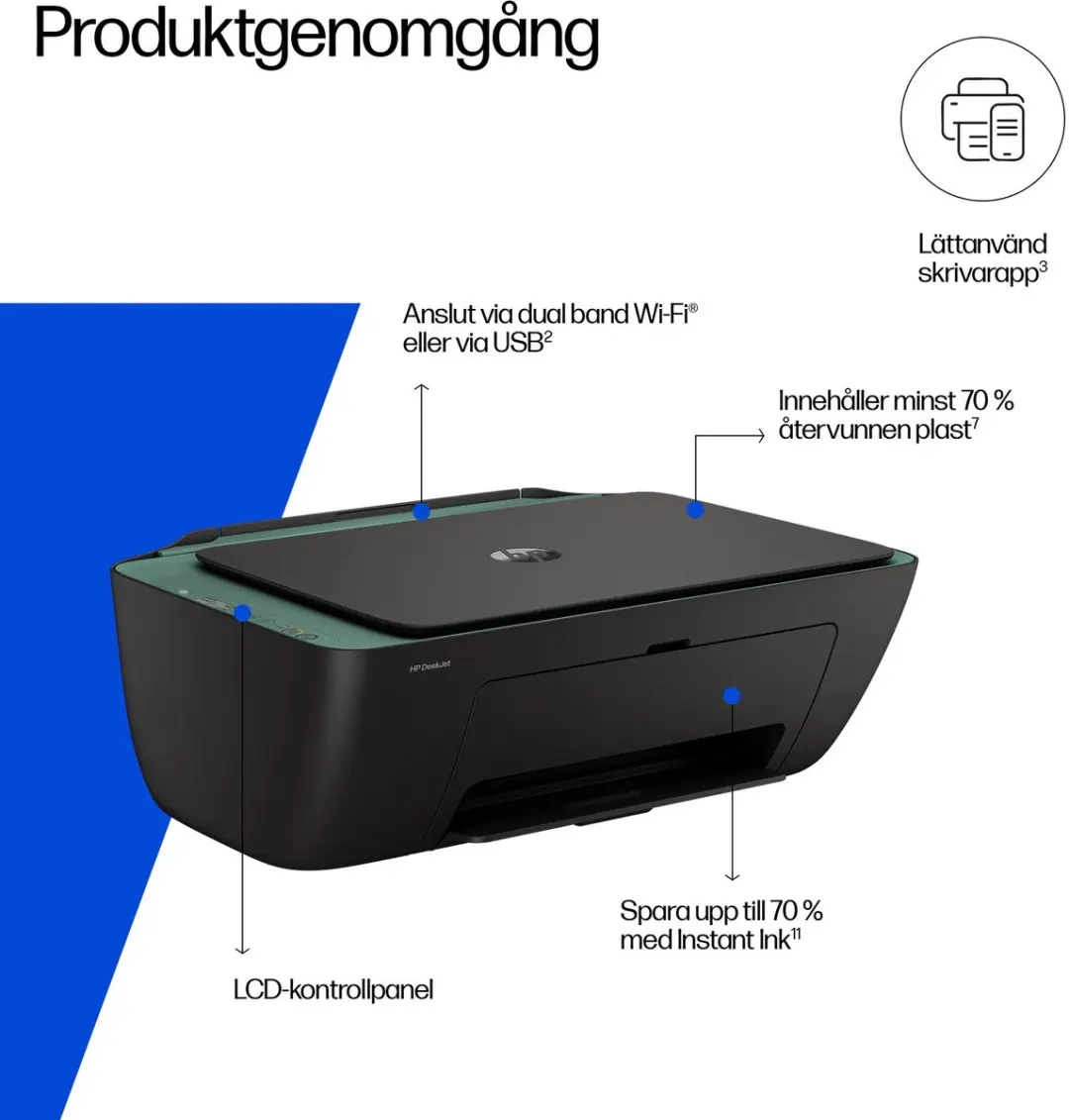 HP DeskJet 2923 89F99B All-in-One Printer - Grijs/ Groen