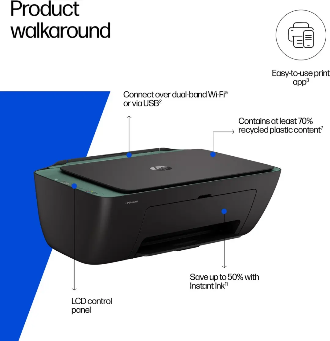 HP DeskJet 2923 89F99B All-in-One Printer - Grijs/ Groen - afbeelding 6 van 6