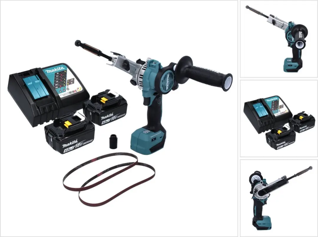 Makita DBS 180 RM accu-bandvijl 18 V 9 x 533 mm borstelloos + 2x accu 4.0 Ah + l