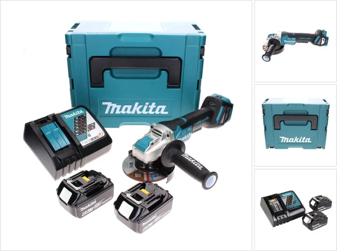 Makita DGA 519 RGJ Accu haakse slijper 18 V 125 mm Brushless X-Lock + 2x accu 6.