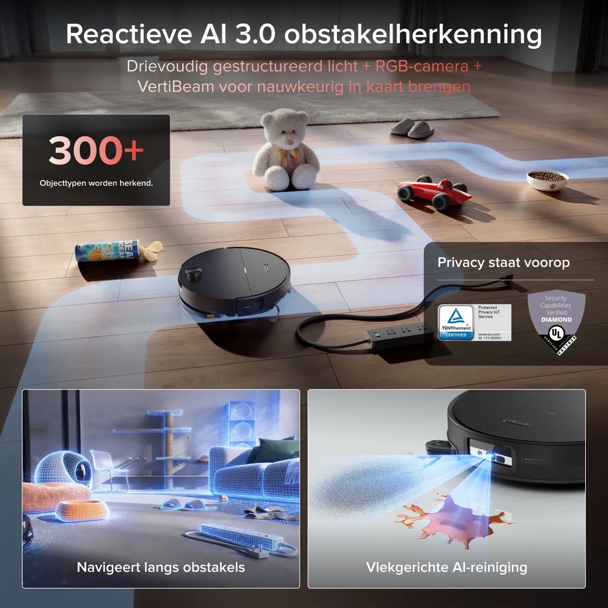 Roborock Saros 20 Sonic–Robotstofzuiger Met Dweilfunctie-VibraRise 5.0 dweilsysteem 4000 Trillingen/min-Digitale motor 36000 Pa&dubbel antiklitsysteem-AdaptiLift Chassis 3.0-Reactieve AI 3.0 obstakelherkenning-Pakt moeiteloos dikke tapijten aan,Zwart