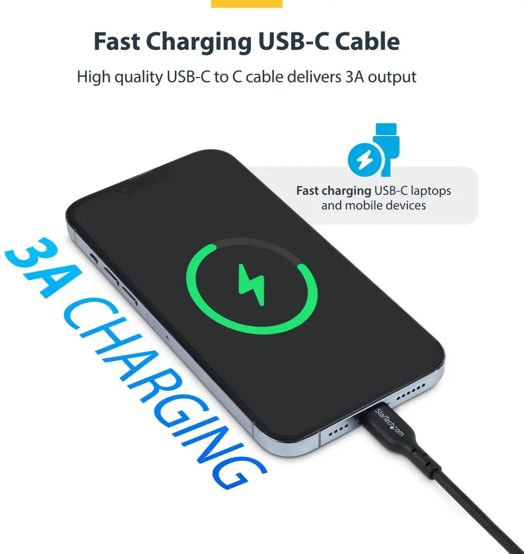 Startech USB2CC1MNC2PK USB-C Laadkabel 60W - 2 Stuks