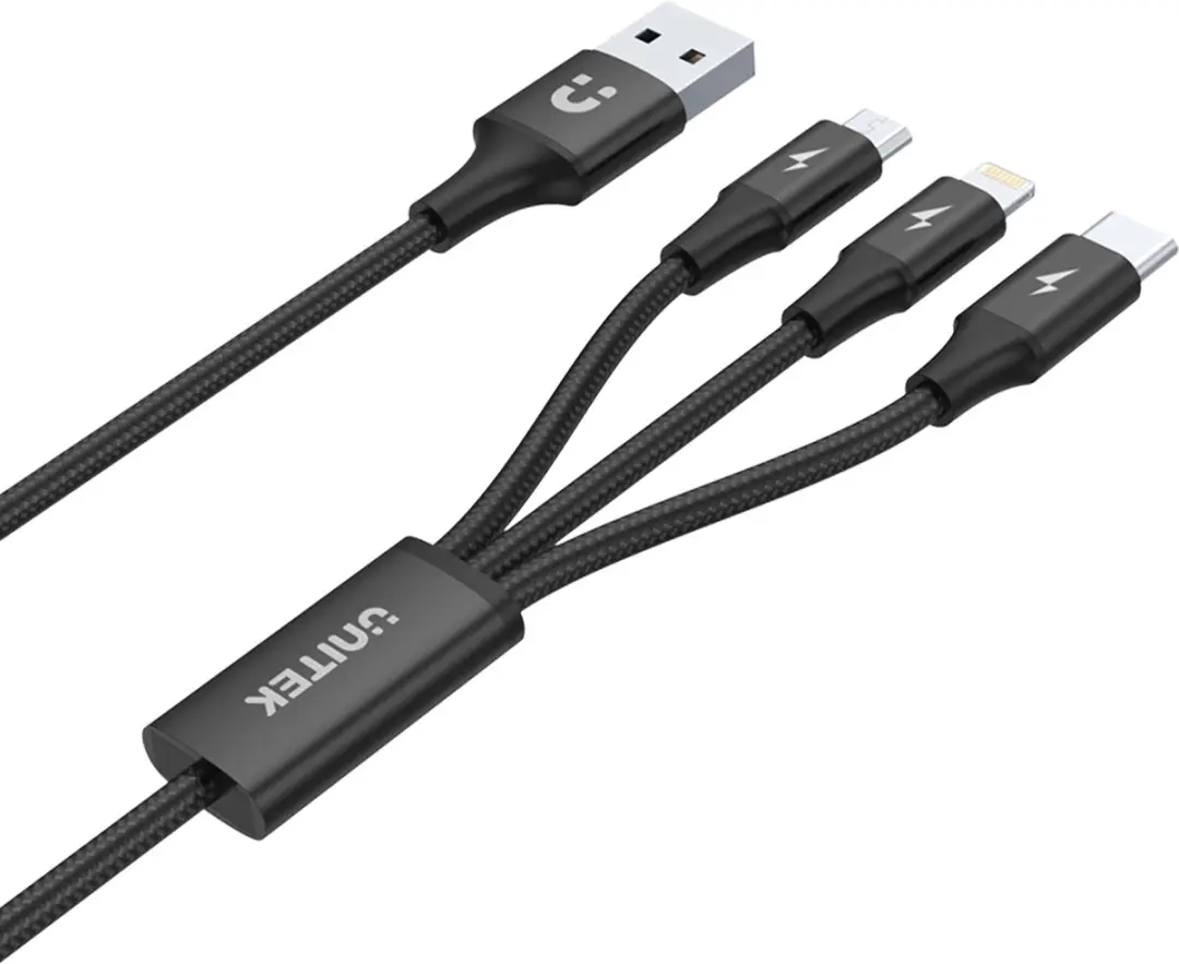 Unitek 3-in-1 USB-Kabel C14049BK - Zwart-grijs