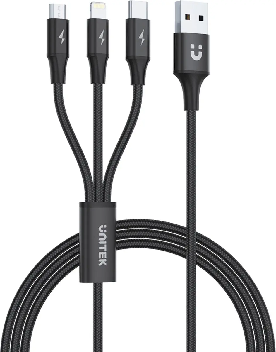 Unitek 3-in-1 USB-Kabel C14049BK - Zwart-grijs