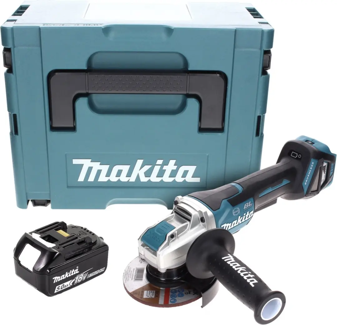 Makita DGA519T1J Haakse Slijper 18V 125mm Brushless X-Lock - 5.0Ah