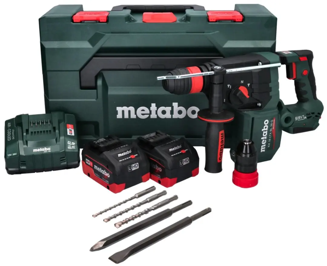 Metabo KH 18 LTX BL 28 Q Accu-boorhamer 18V - 3J SDS-plus - 2x 5,5Ah + oplader + 5-delige set