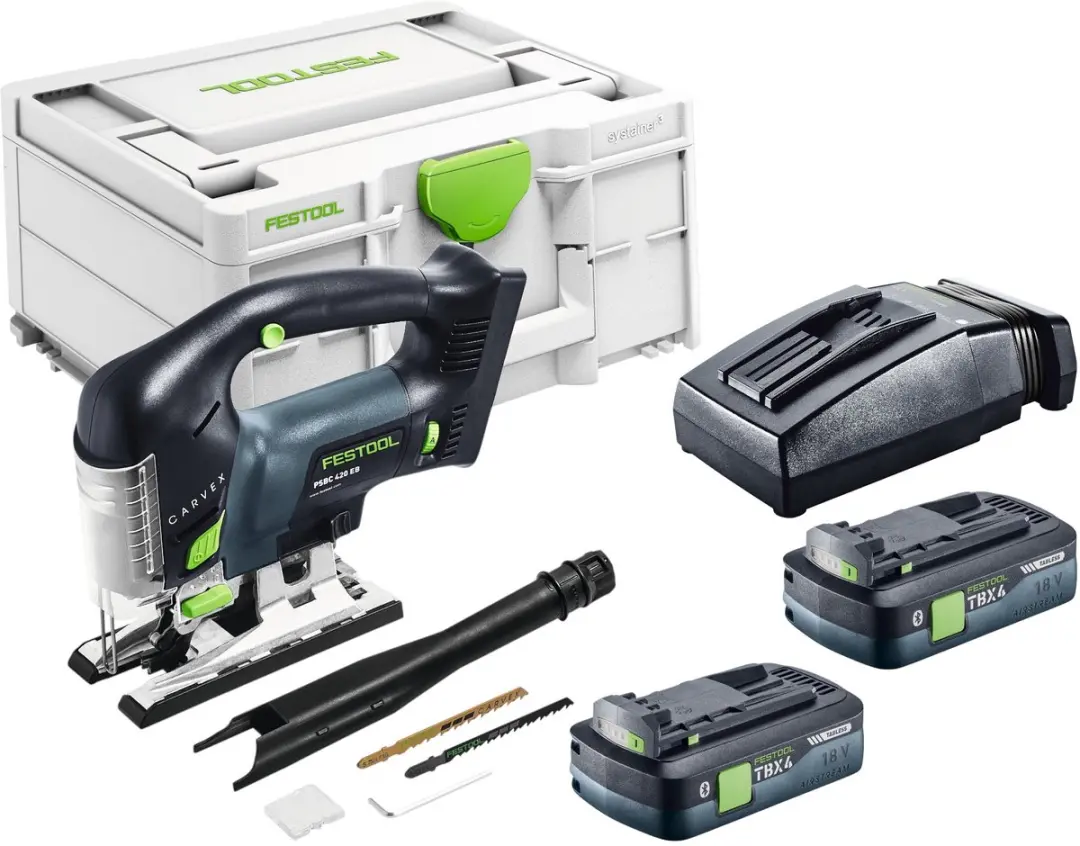 Festool PSBC 420 EB-Basic accu pendelzaag 18 V 120 mm borstelloos + 2x accu 4,0