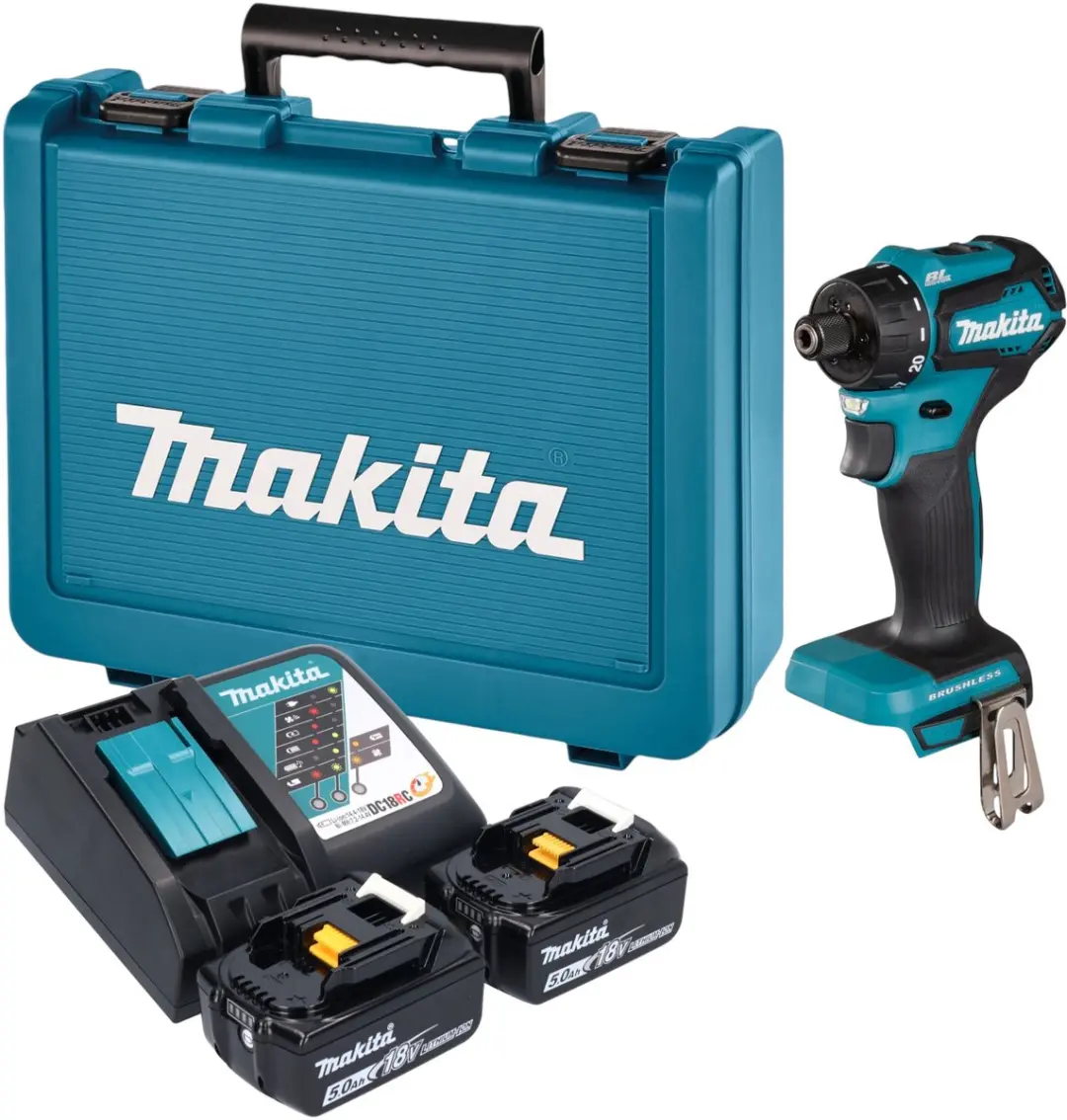 Makita DDF 083 RTE accuboormachine 18 V 40 Nm 1/4'' borstelloos + 2x accu 5,0 Ah