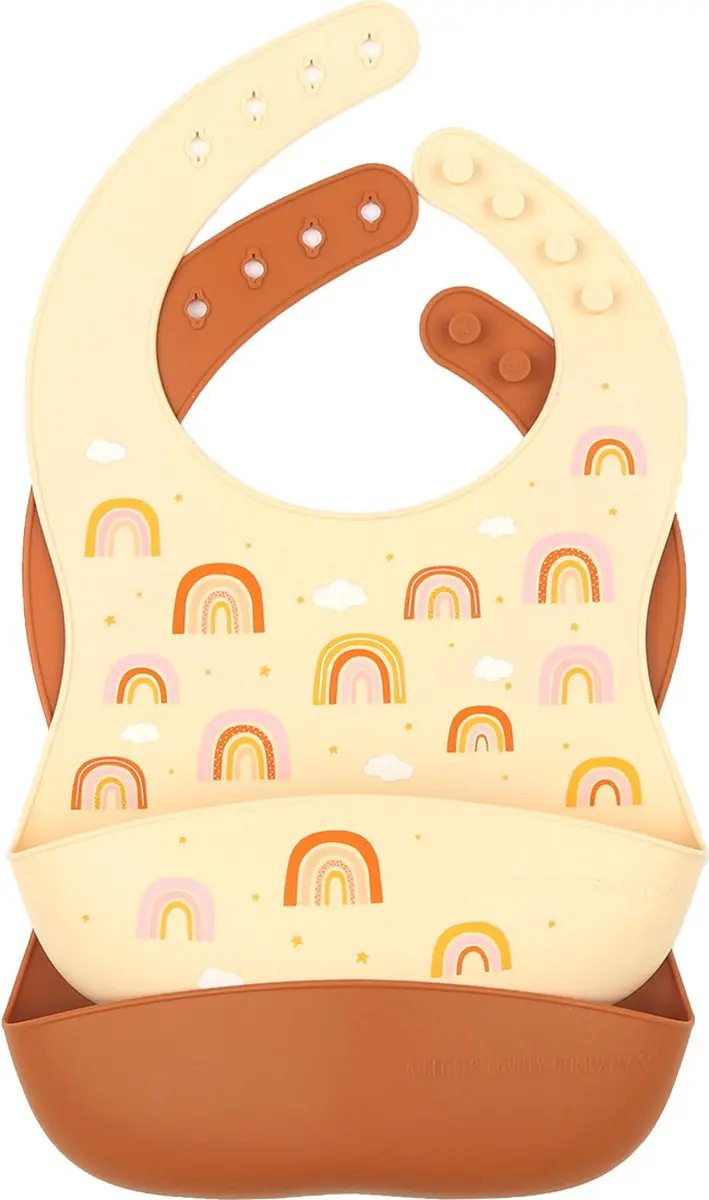 A Little Lovely Company Siliconen Slabbetjes Regenbogen - 2 Stuks